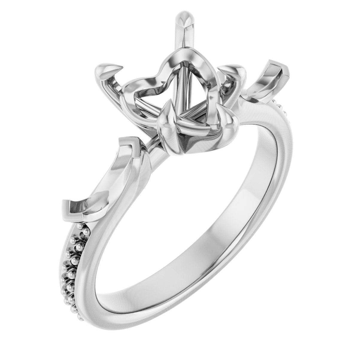 Claw-Prong Three-Stone Engagement Ring