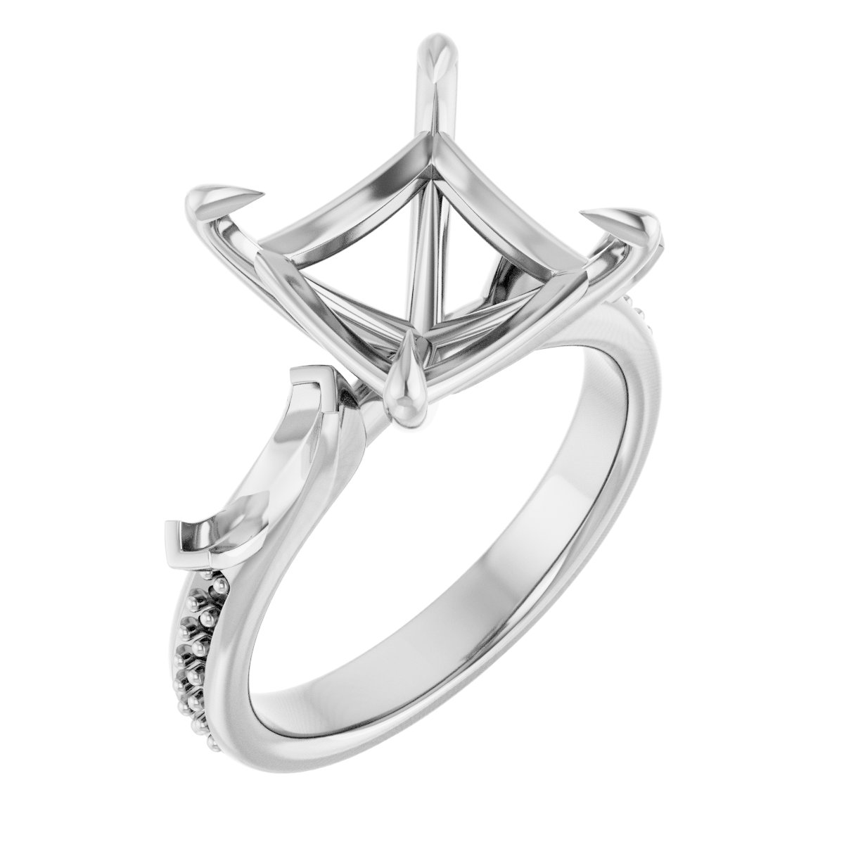 Claw-Prong Three-Stone Engagement Ring