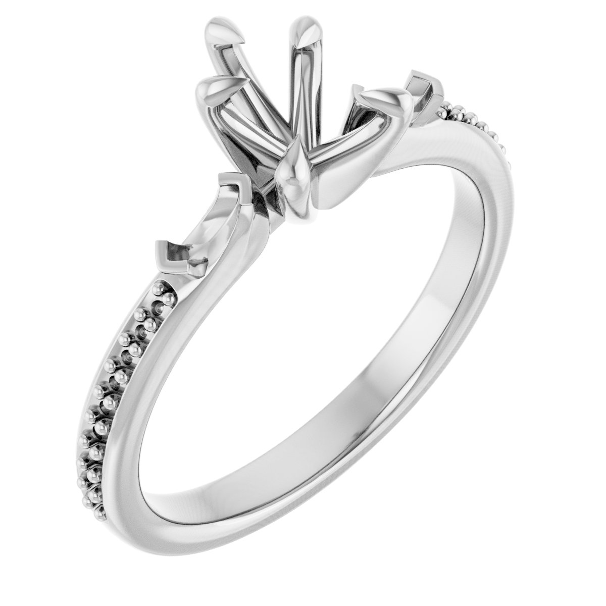 Claw-Prong Three-Stone Engagement Ring