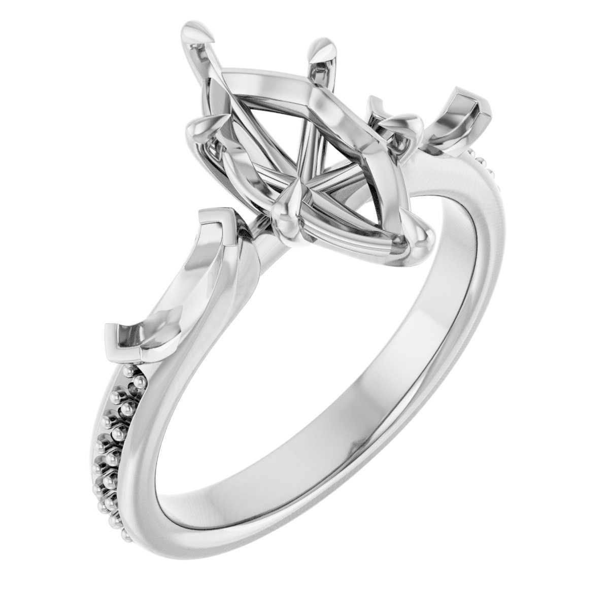 Claw-Prong Three-Stone Engagement Ring
