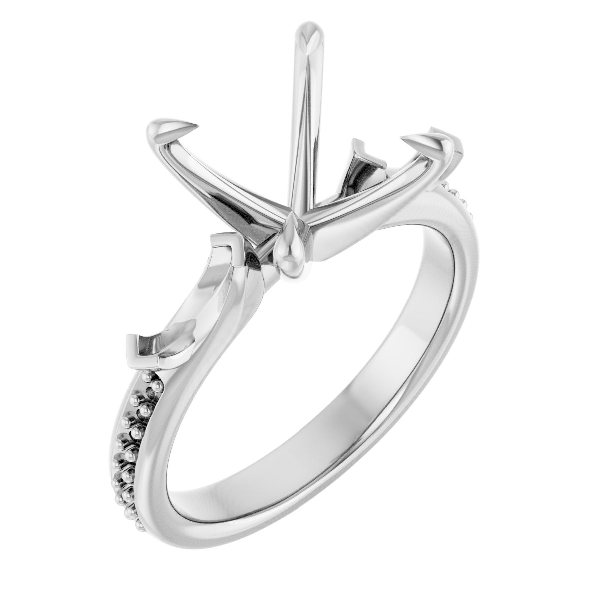 Claw-Prong Three-Stone Engagement Ring