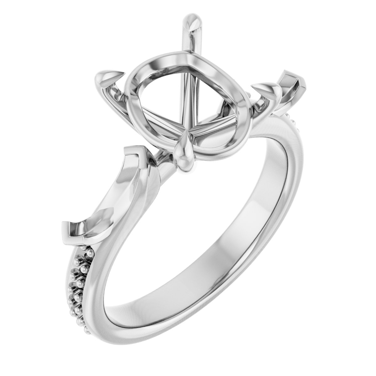 Claw-Prong Three-Stone Engagement Ring