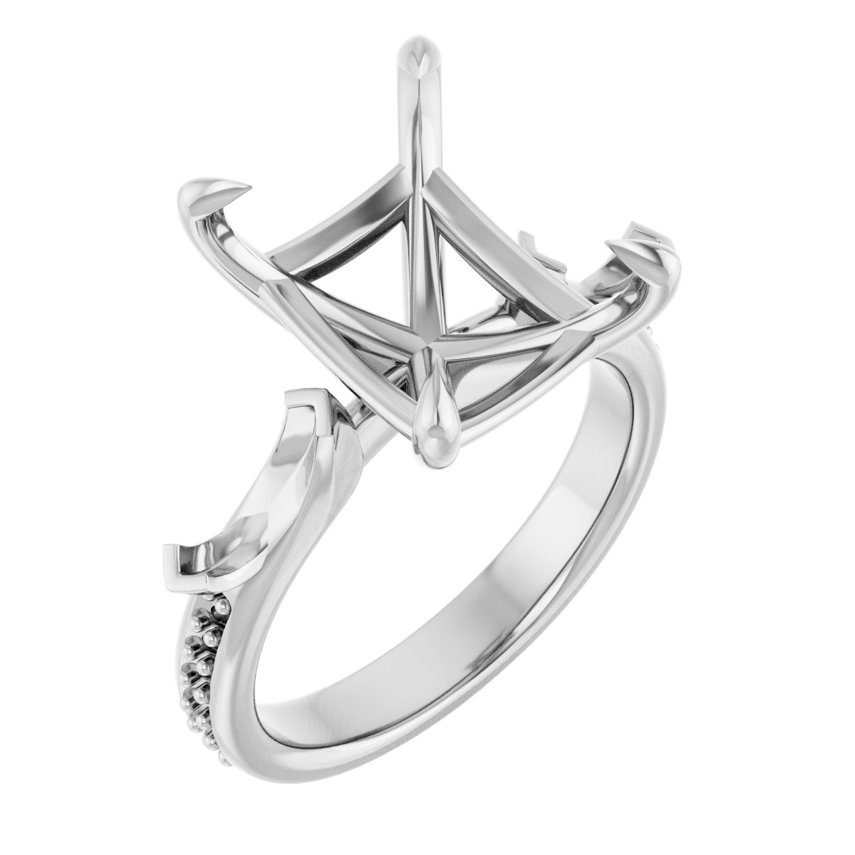 Claw-Prong Three-Stone Engagement Ring
