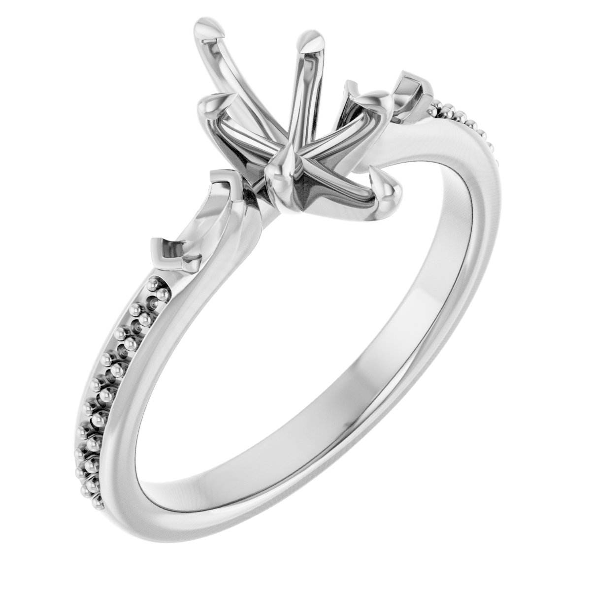 Claw-Prong Three-Stone Engagement Ring