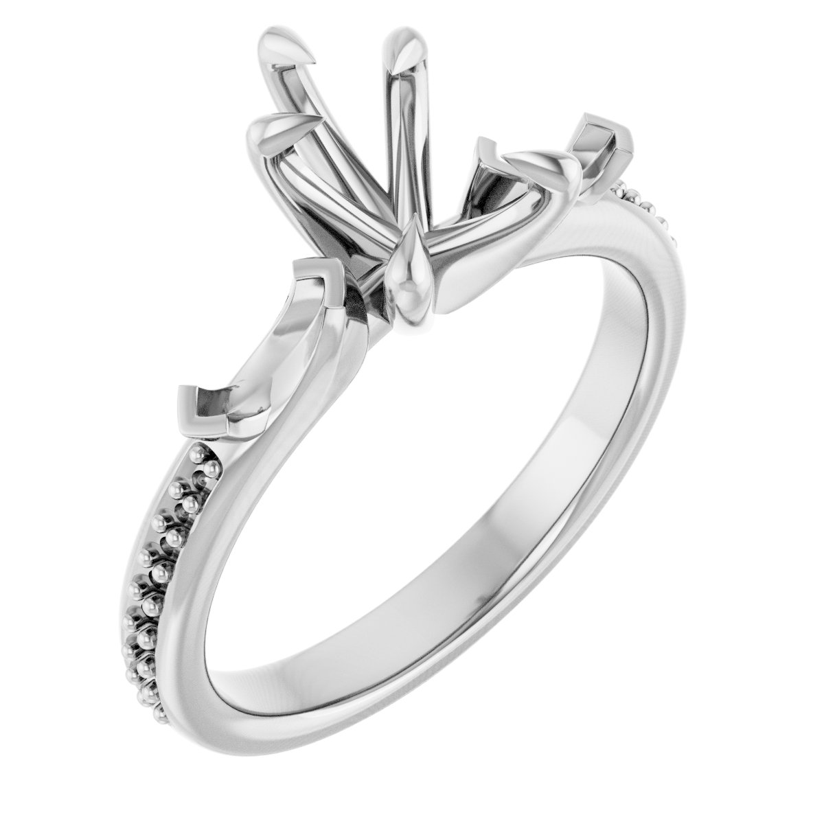 Claw-Prong Three-Stone Engagement Ring