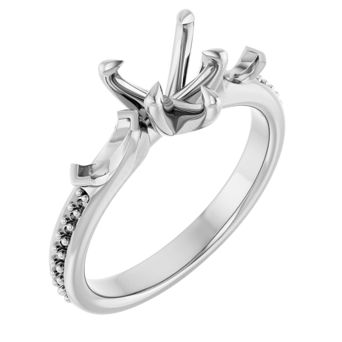 Claw-Prong Three-Stone Engagement Ring