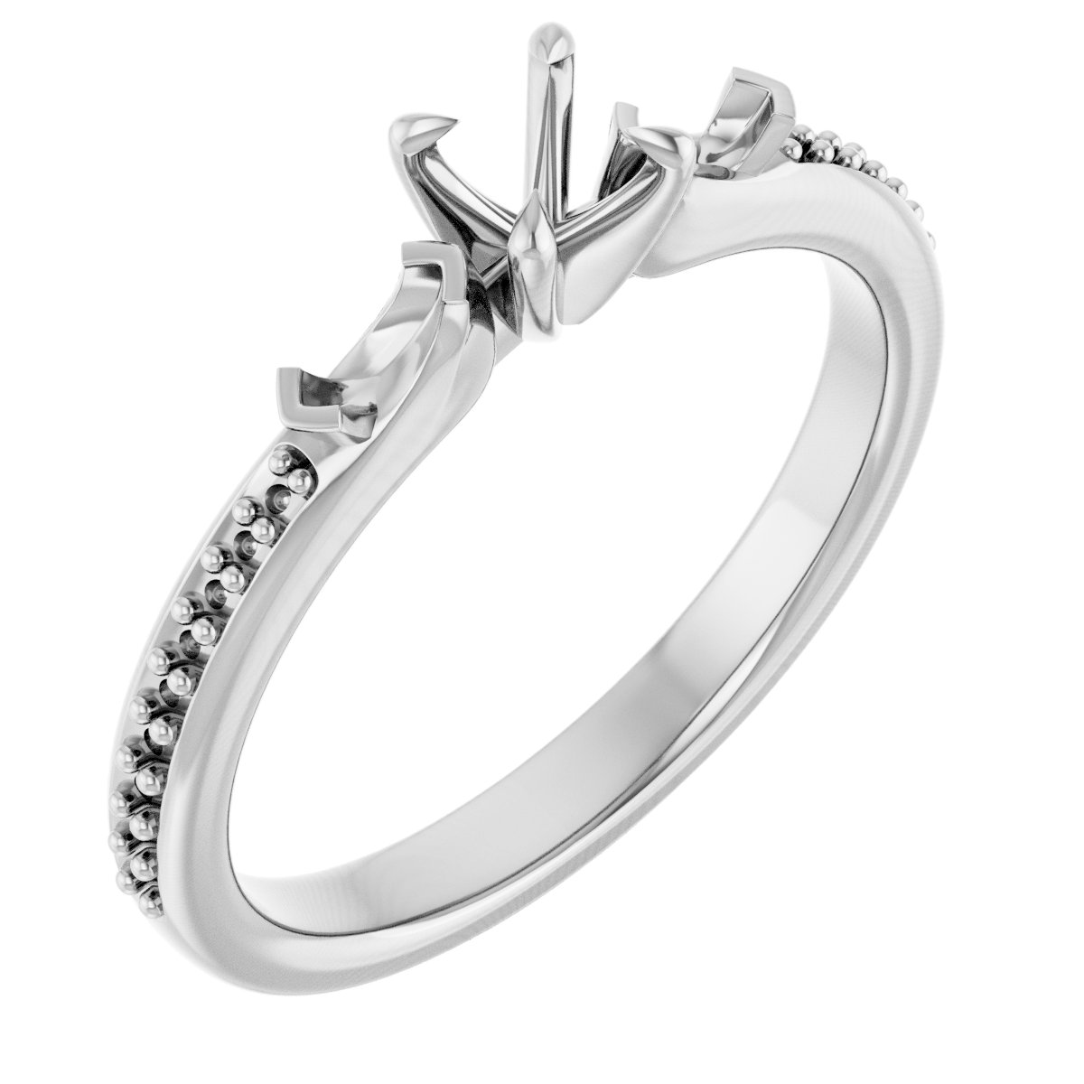 Claw-Prong Three-Stone Engagement Ring