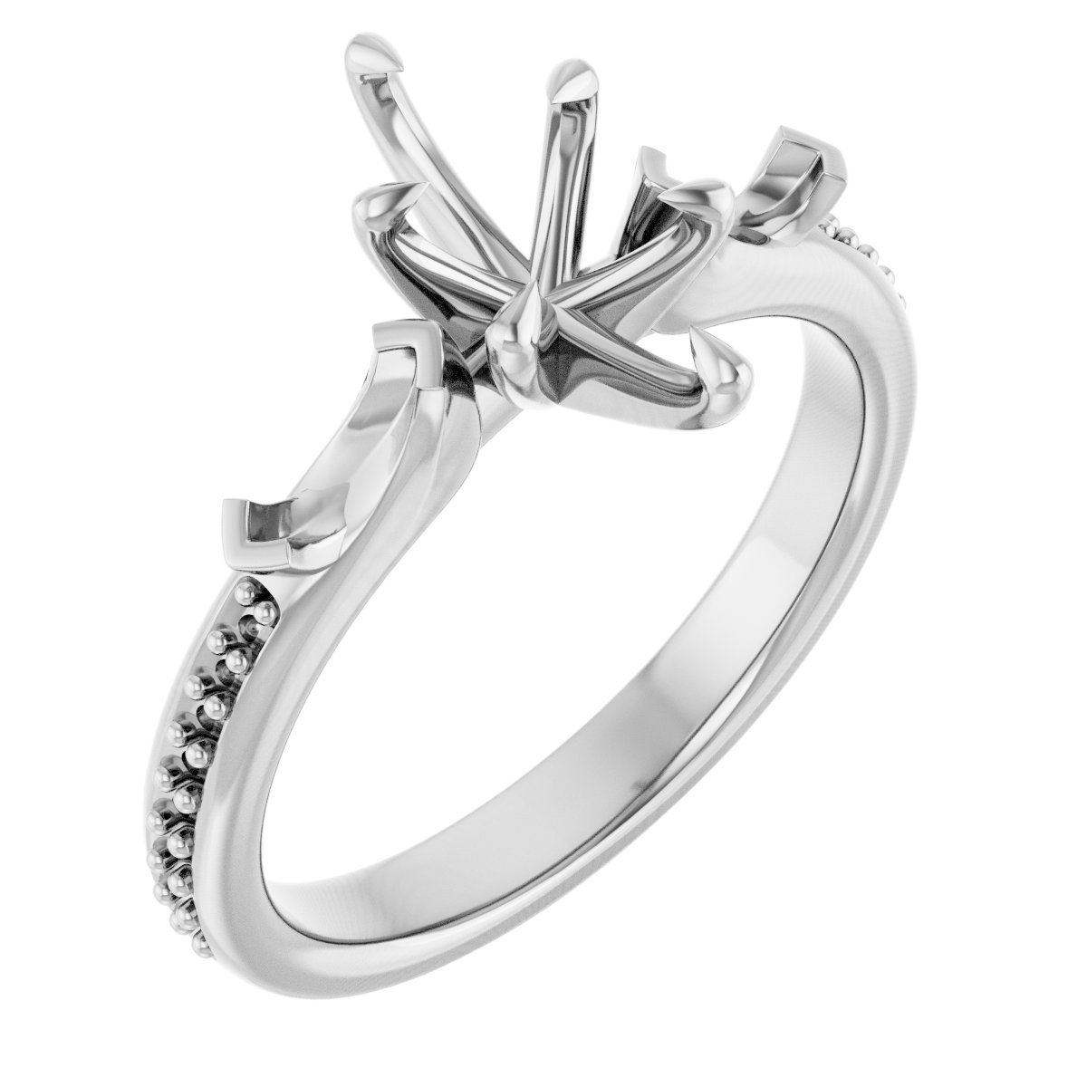 Claw-Prong Three-Stone Engagement Ring