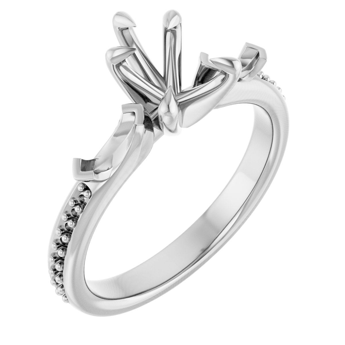 Claw-Prong Three-Stone Engagement Ring