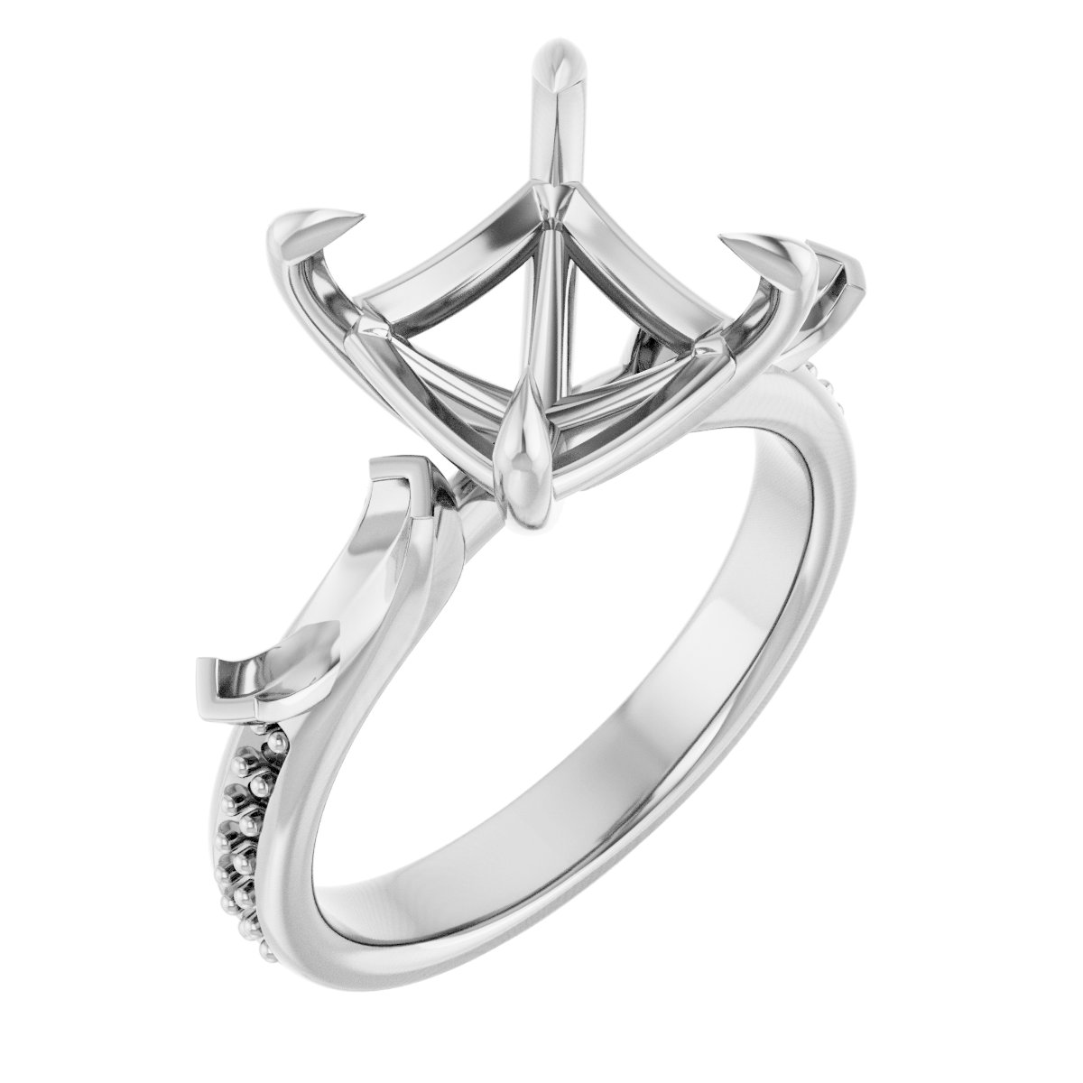 Claw-Prong Three-Stone Engagement Ring