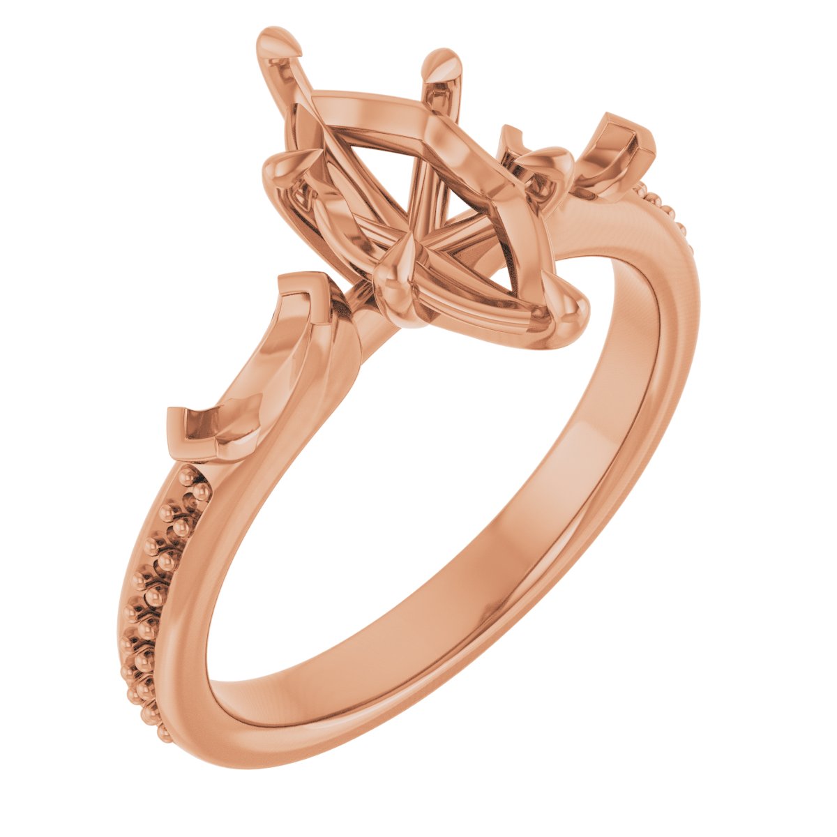 Claw-Prong Three-Stone Engagement Ring