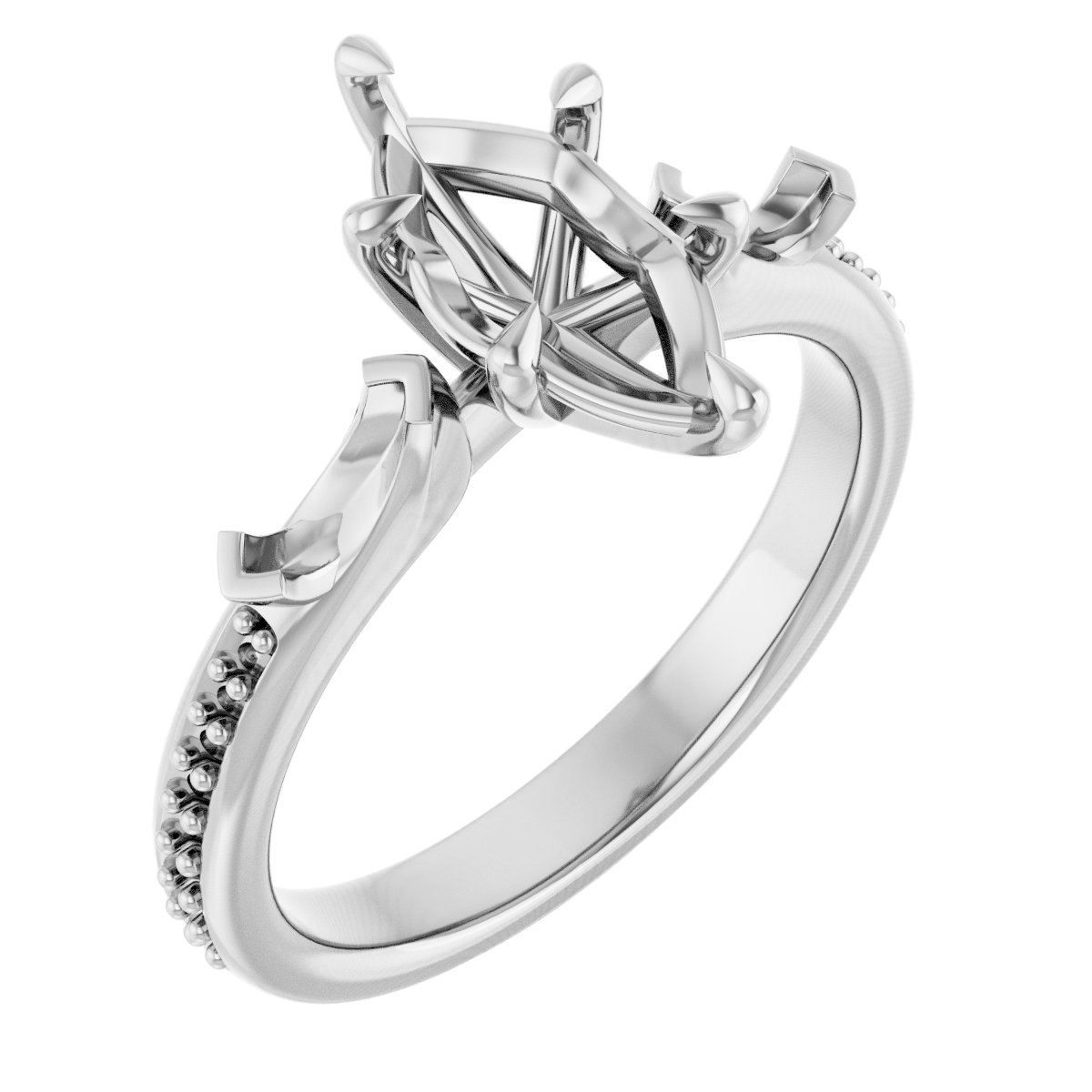 Claw-Prong Three-Stone Engagement Ring