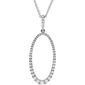 14K White 5/8 CTW Diamond Oval Silhouette 18" Necklace