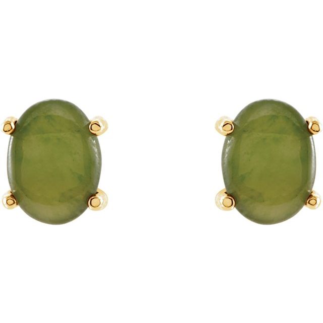 14K Yellow Natural Nephrite Jade Earrings