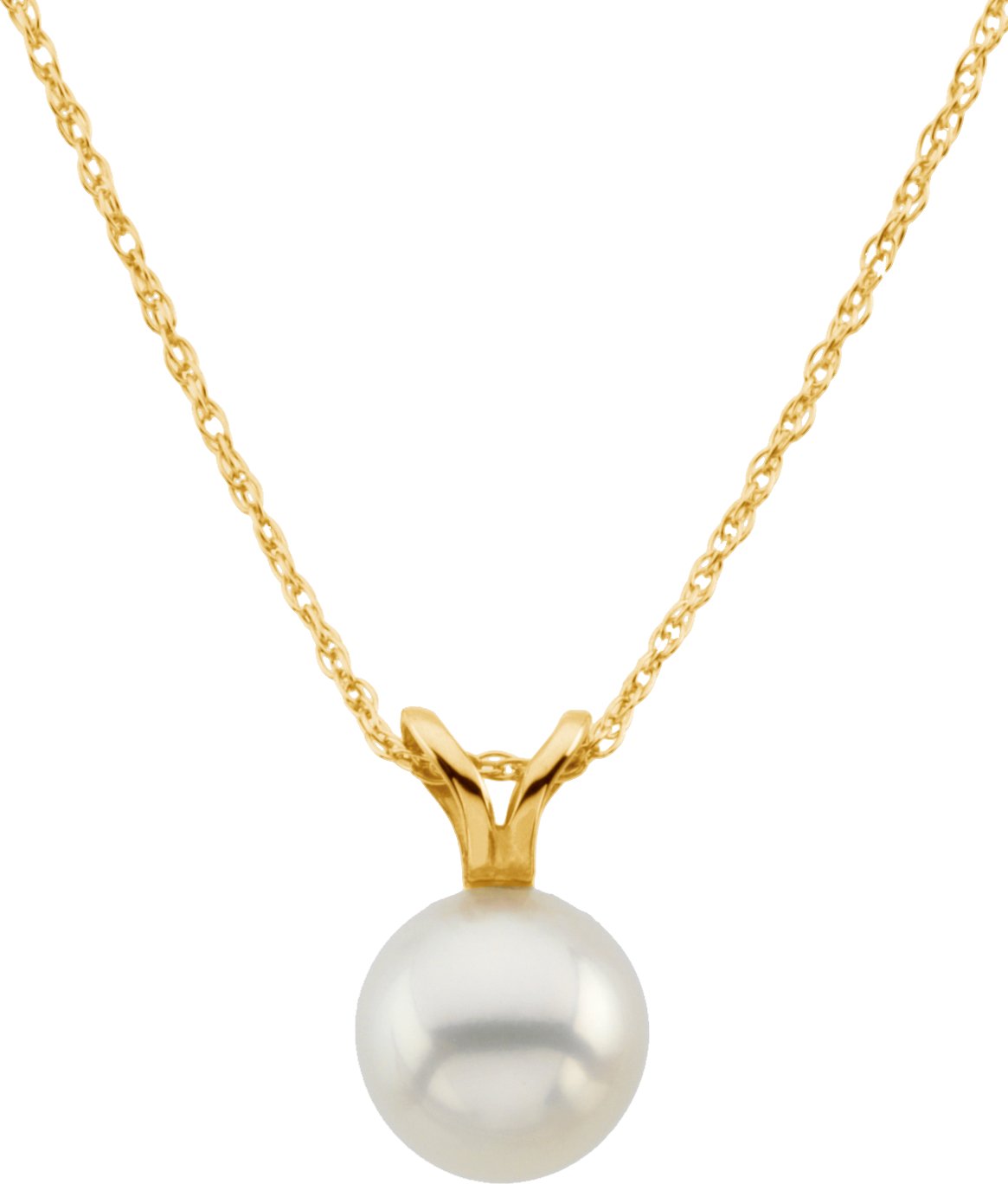 14K Yellow Cultured White Akoya Pearl 18