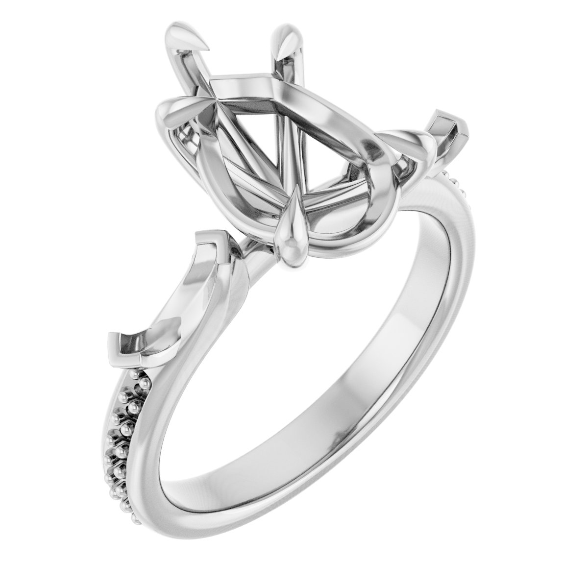 Claw-Prong Three-Stone Engagement Ring