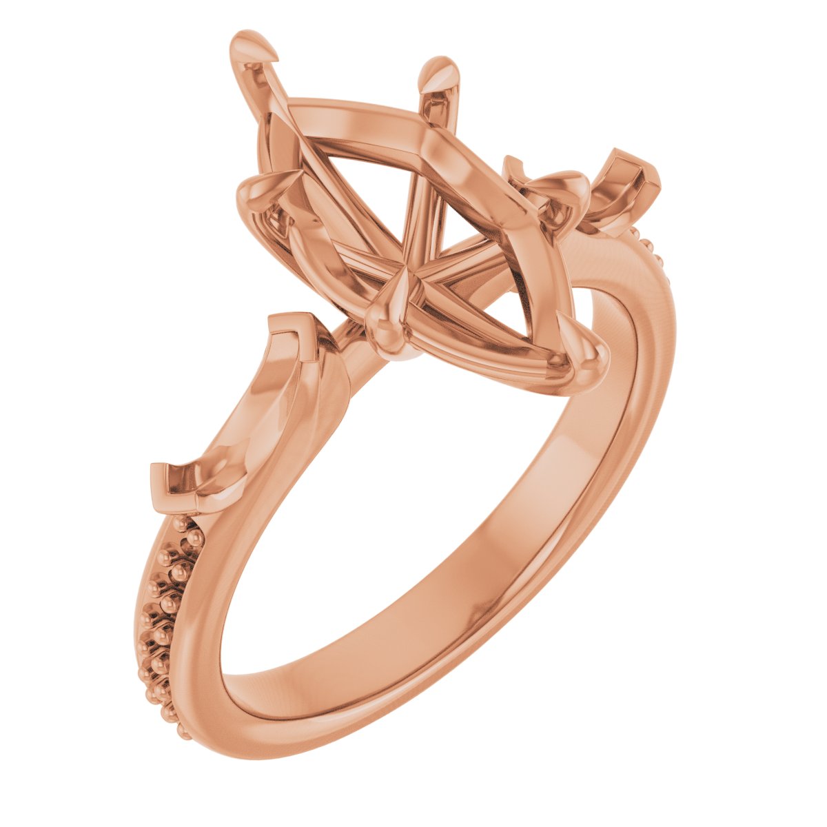 Claw-Prong Three-Stone Engagement Ring