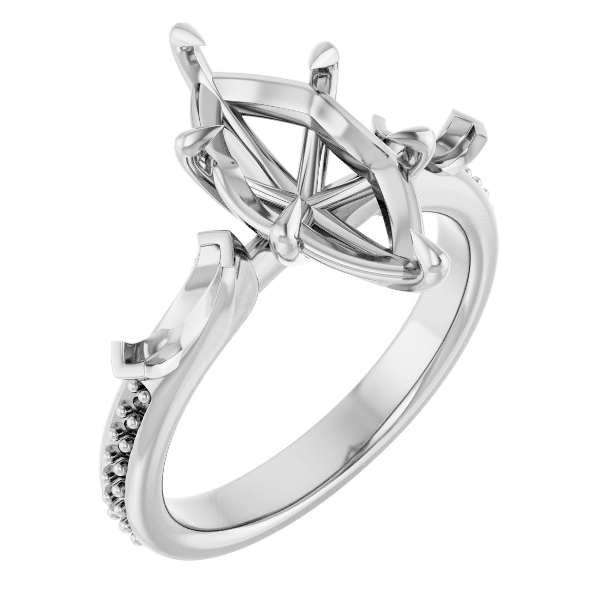 Claw-Prong Three-Stone Engagement Ring