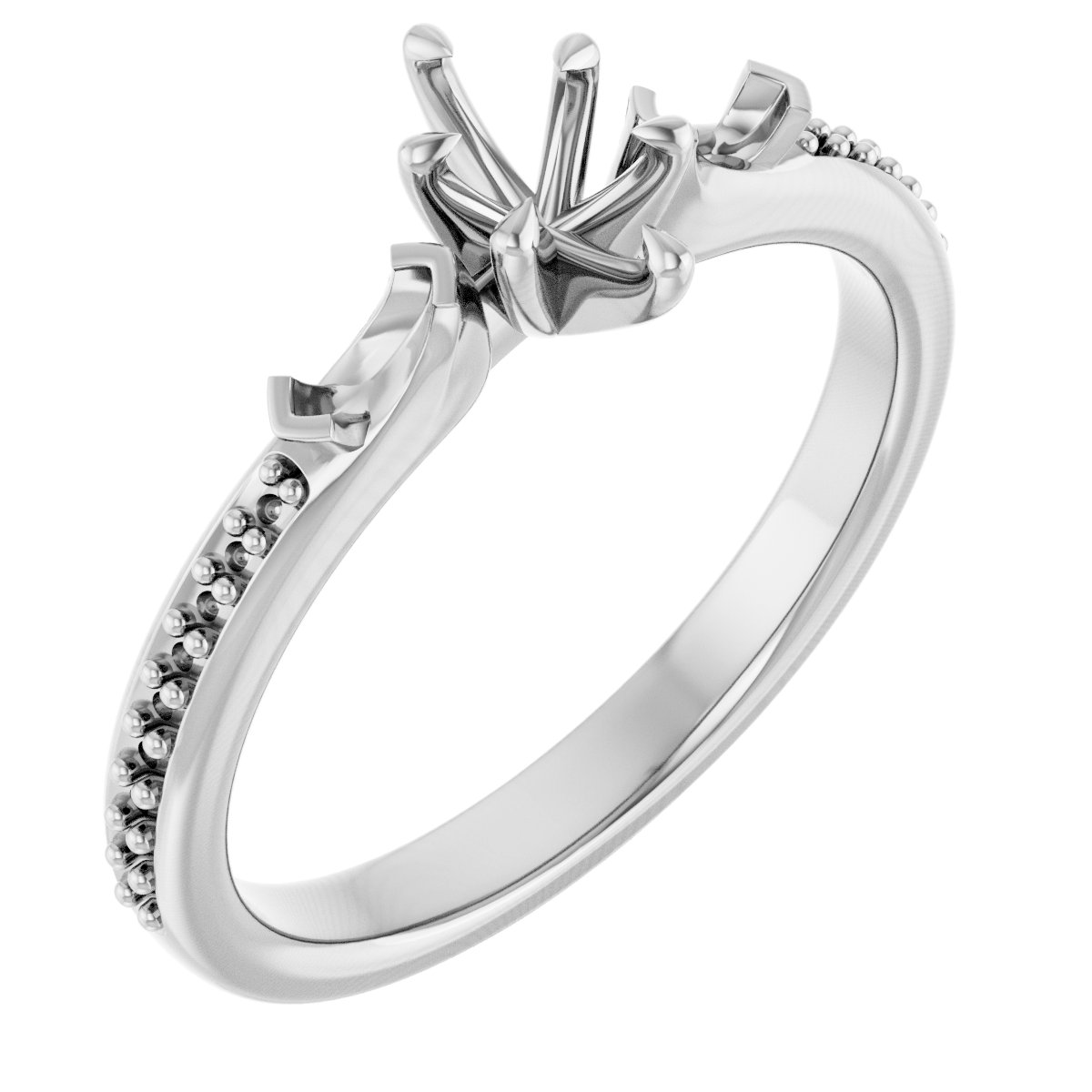 Claw-Prong Three-Stone Engagement Ring