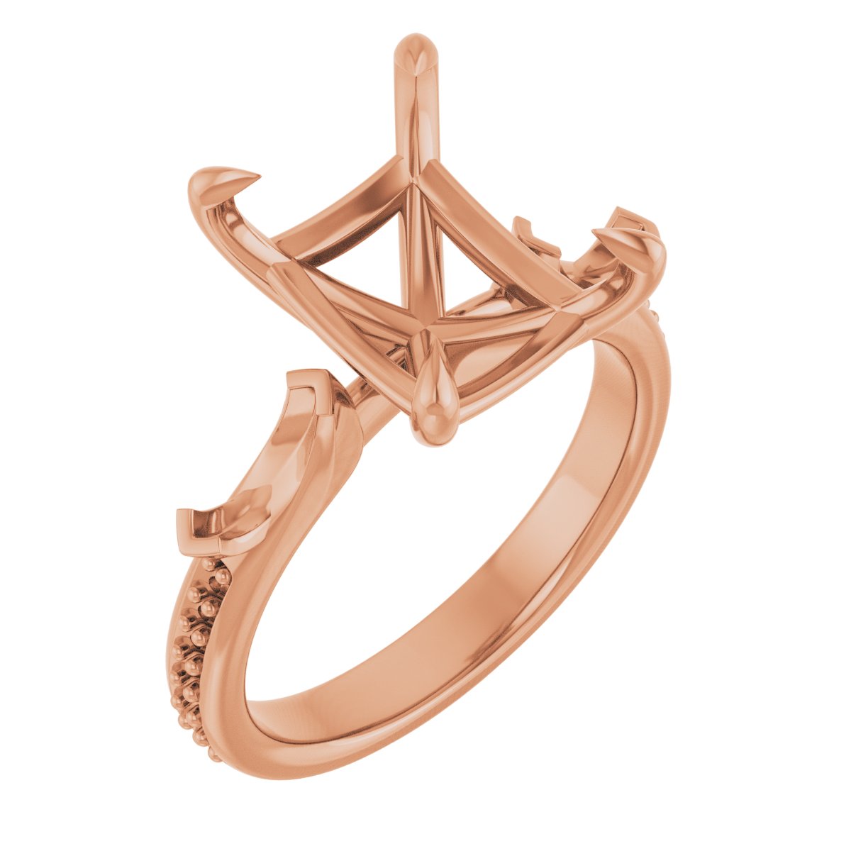 Claw-Prong Three-Stone Engagement Ring