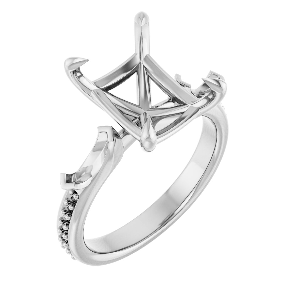 Claw-Prong Three-Stone Engagement Ring