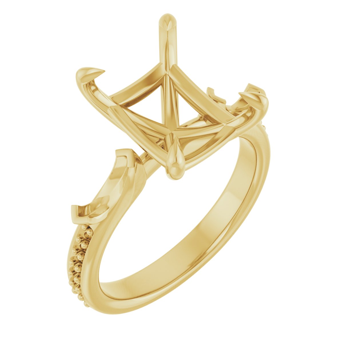 Claw-Prong Three-Stone Engagement Ring