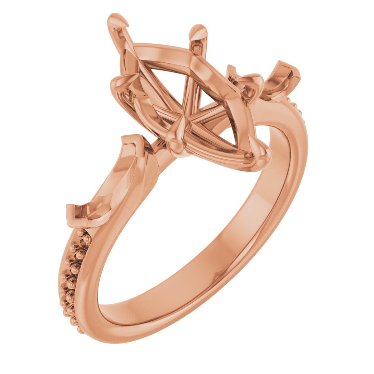 Claw-Prong Three-Stone Engagement Ring