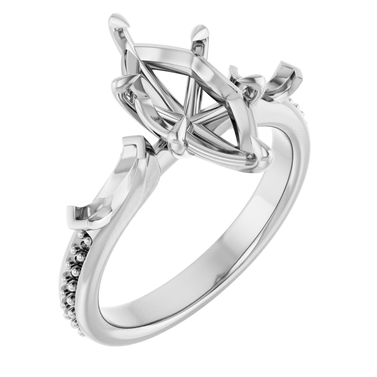 Claw-Prong Three-Stone Engagement Ring