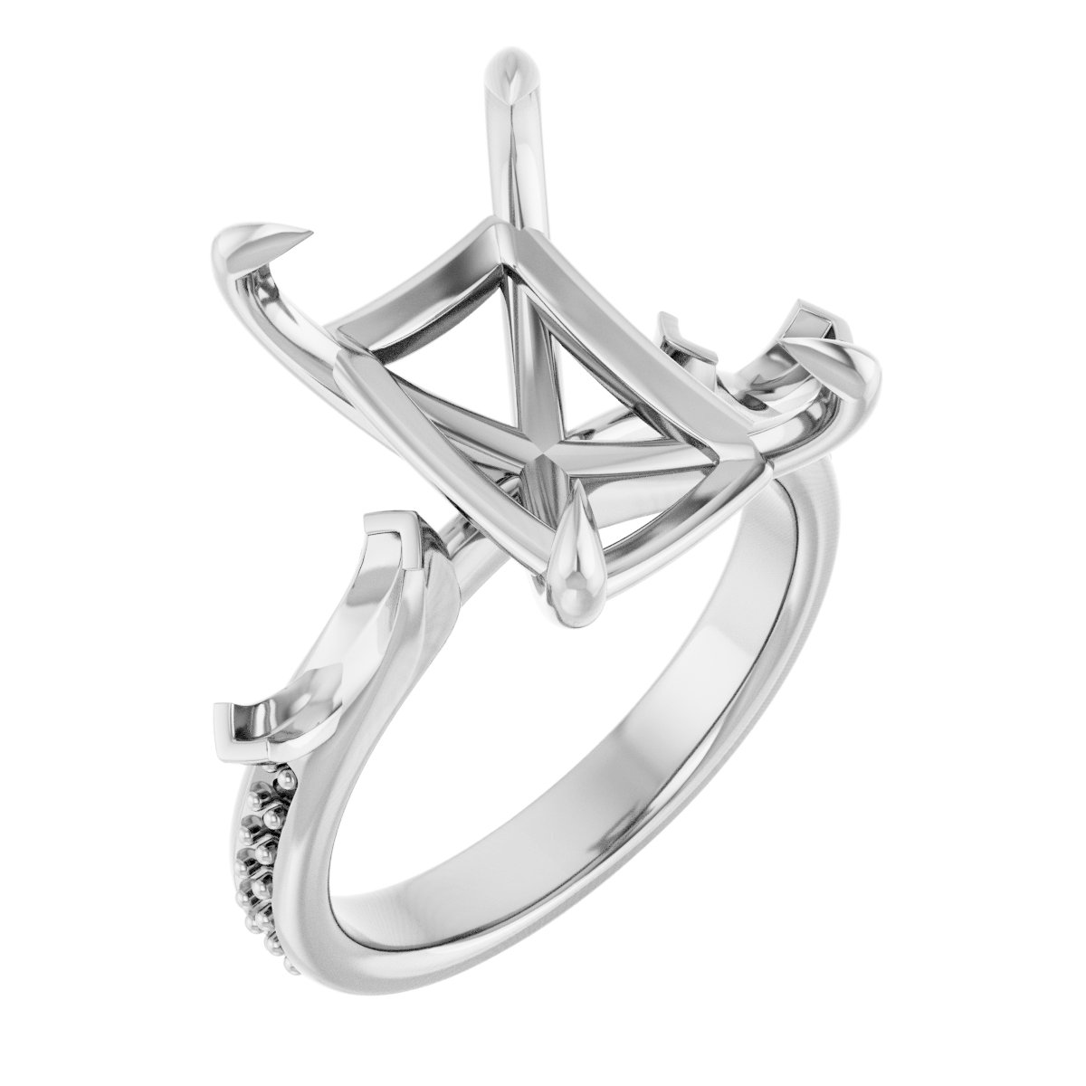 Claw-Prong Three-Stone Engagement Ring