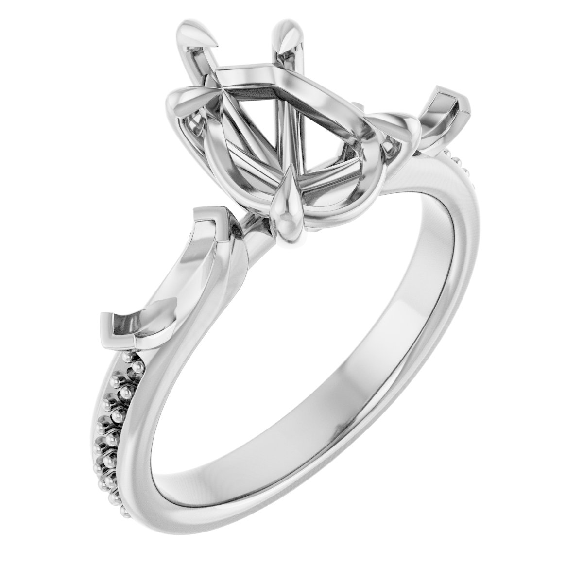 Claw-Prong Three-Stone Engagement Ring