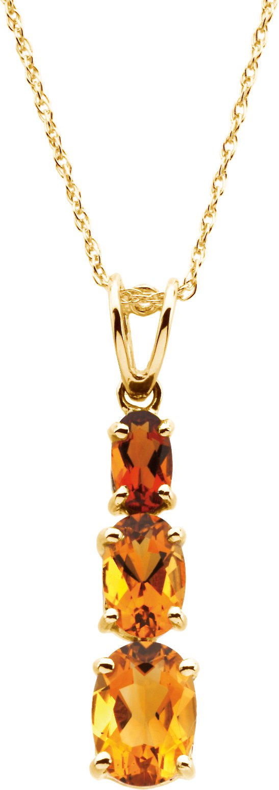 14K Yellow Natural Citrine 18" Necklace