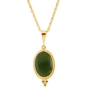 14K Yellow Natural Nephrite Jade 18" Necklace