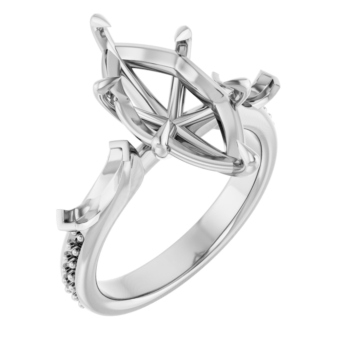 Claw-Prong Three-Stone Engagement Ring