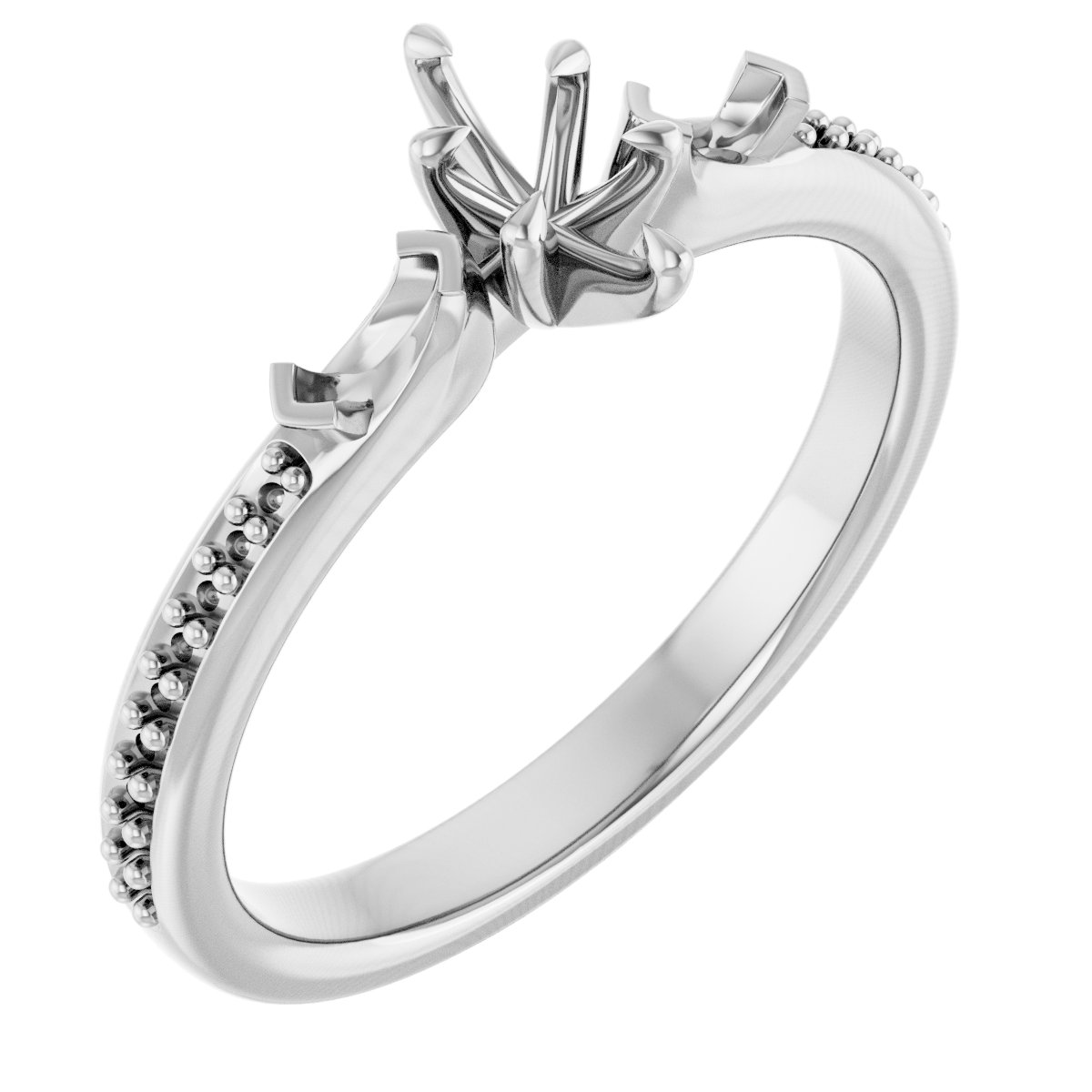 Claw-Prong Three-Stone Engagement Ring
