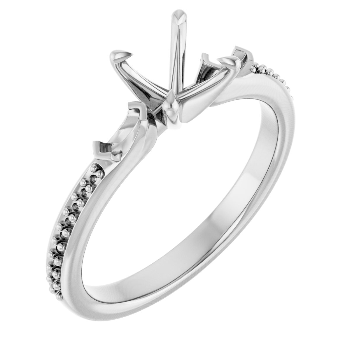Claw-Prong Three-Stone Engagement Ring