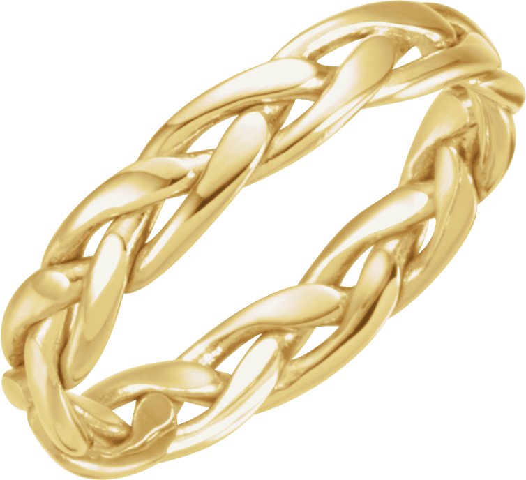 14K Yellow 4.75 mm Hand-Woven Band  Size 7.5