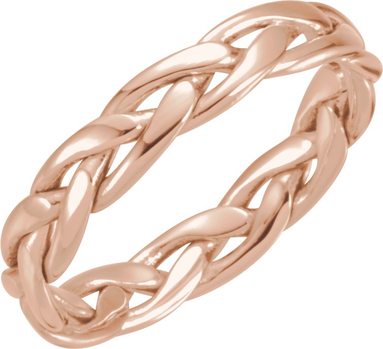 14K Rose 4.75 mm Hand-Woven Band  Size 8.5