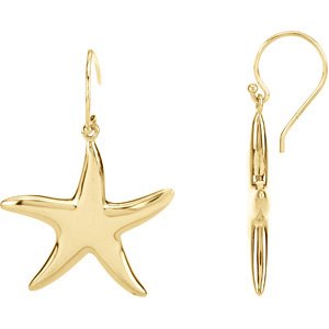 14K Yellow Starfish Earrings