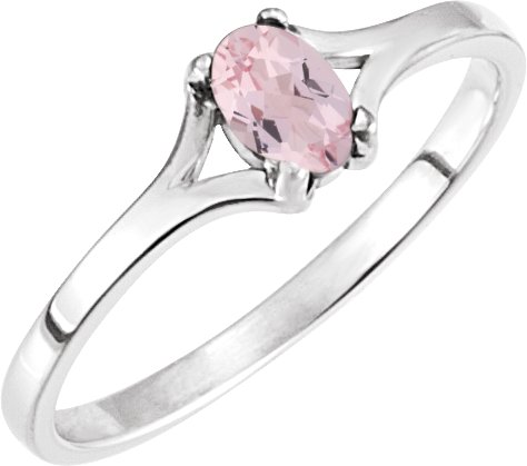 Sterling Silver Natural Pink Morganite Cabochon Ring  