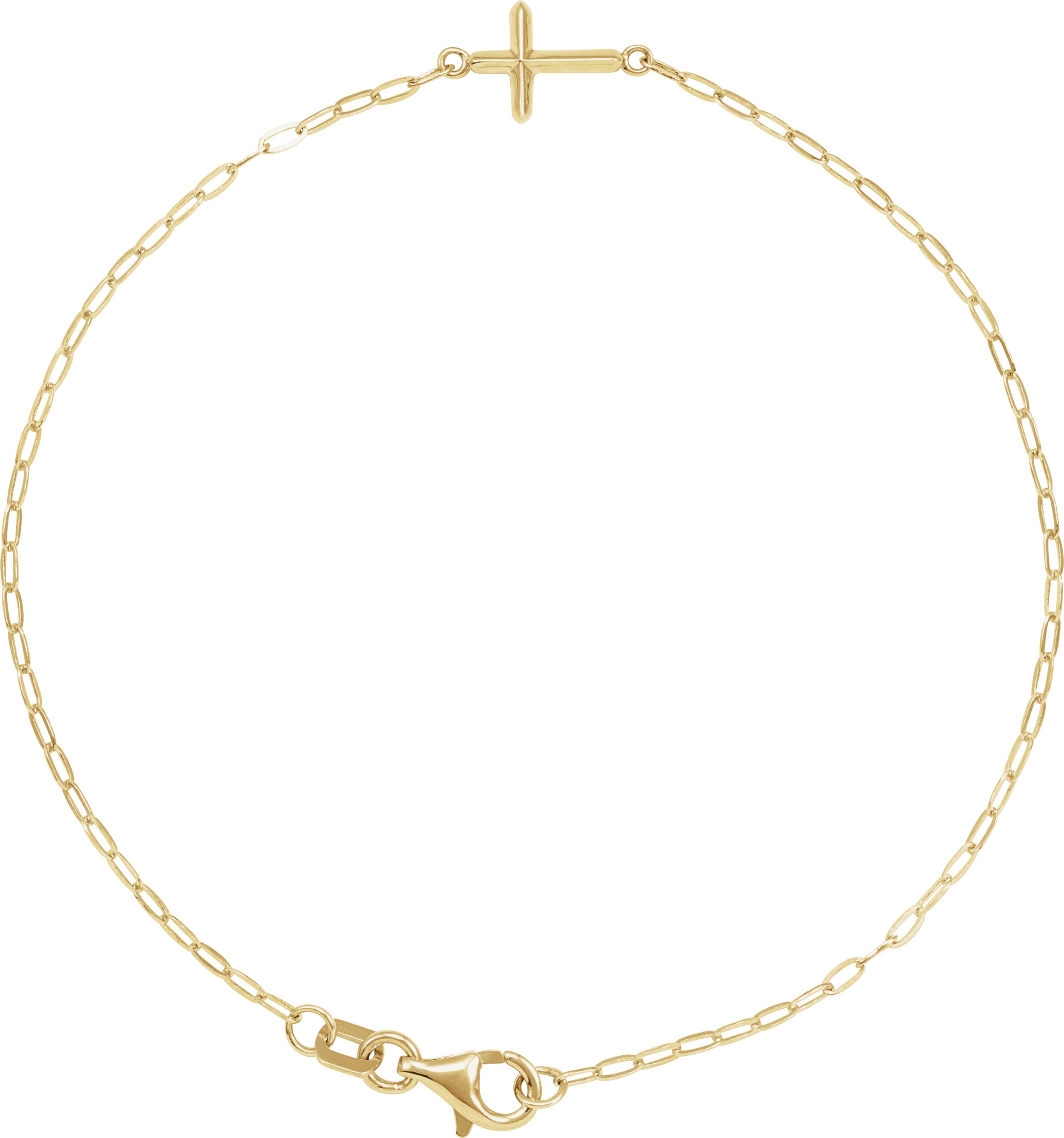 14K Yellow Sideways Cross 7 Bracelet