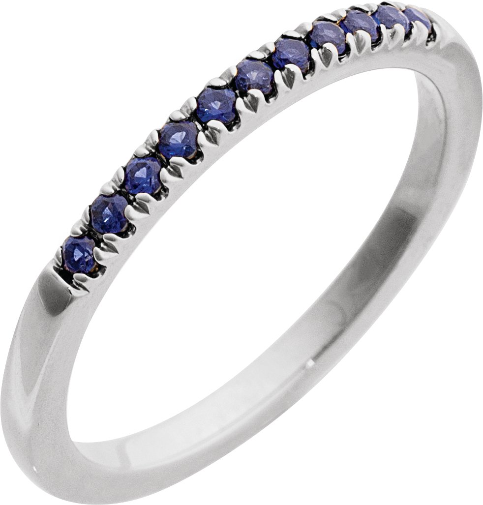 14K White Lab-Grown Blue Sapphire Ring