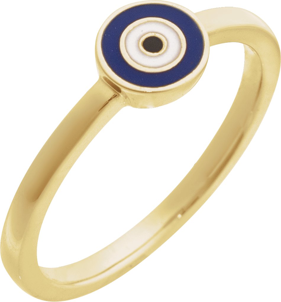 14K Yellow Evil Eye Ring