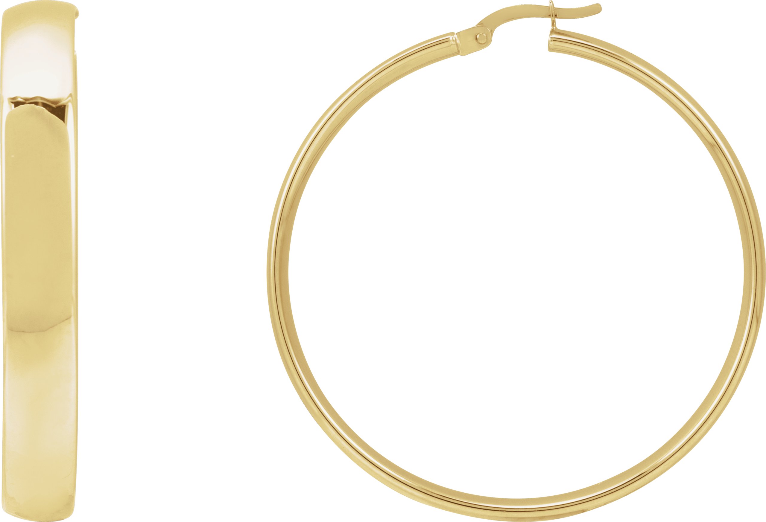 14K Yellow 40 mm Tube Hoop Earrings