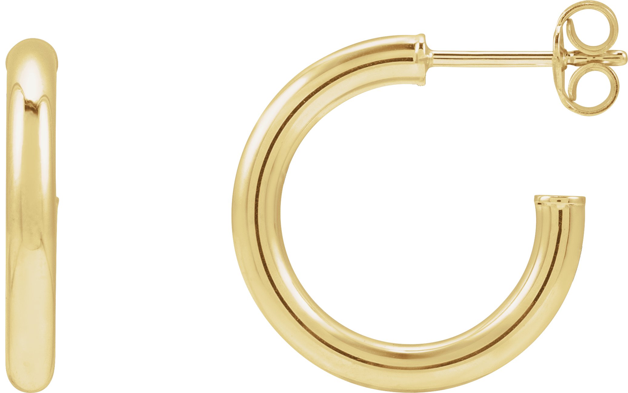 14K Yellow Tube 17 mm Hoop Earrings