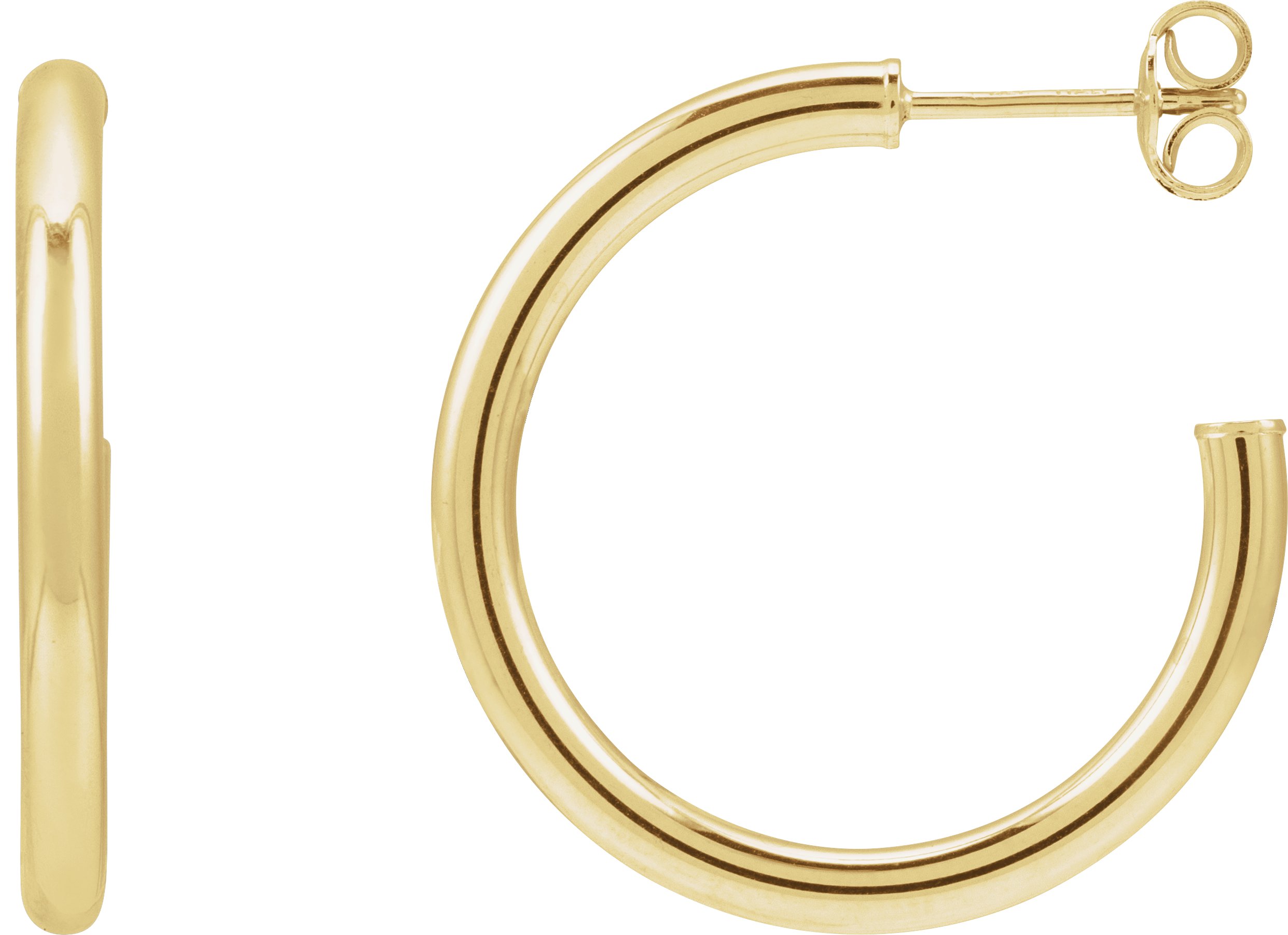 14K Yellow Tube 25 mm Hoop Earrings