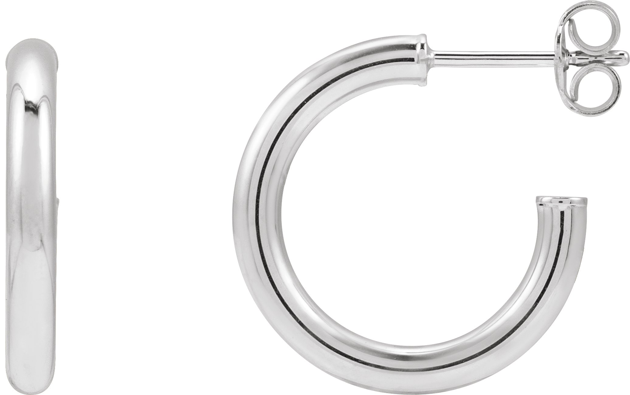 14K White Tube 17 mm Hoop Earrings