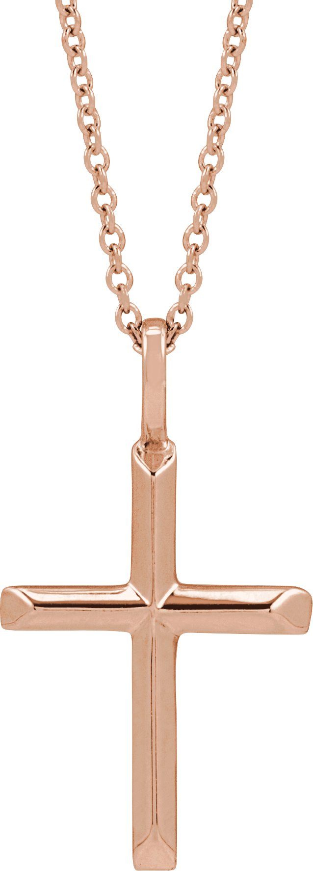 14K Rose Knife Edge Cross 16 18 inch Necklace Ref 20356696