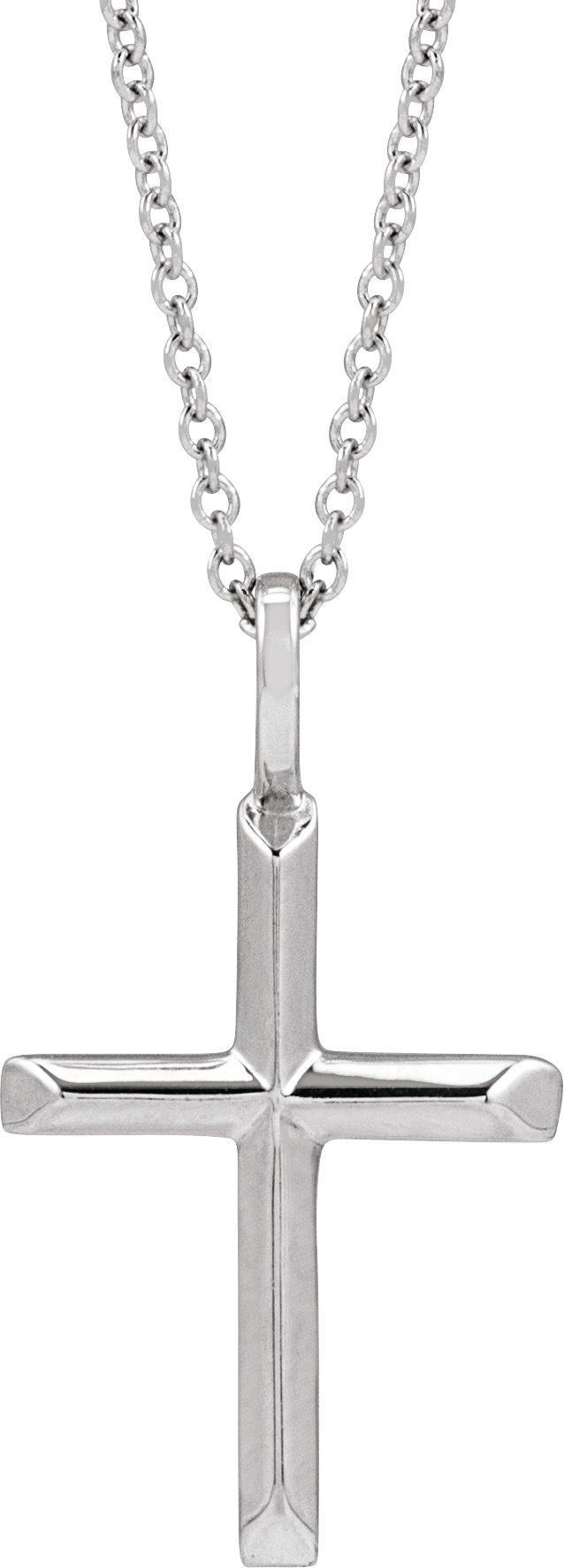 14K White Knife Edge Cross 16 18 inch Necklace Ref 20356698