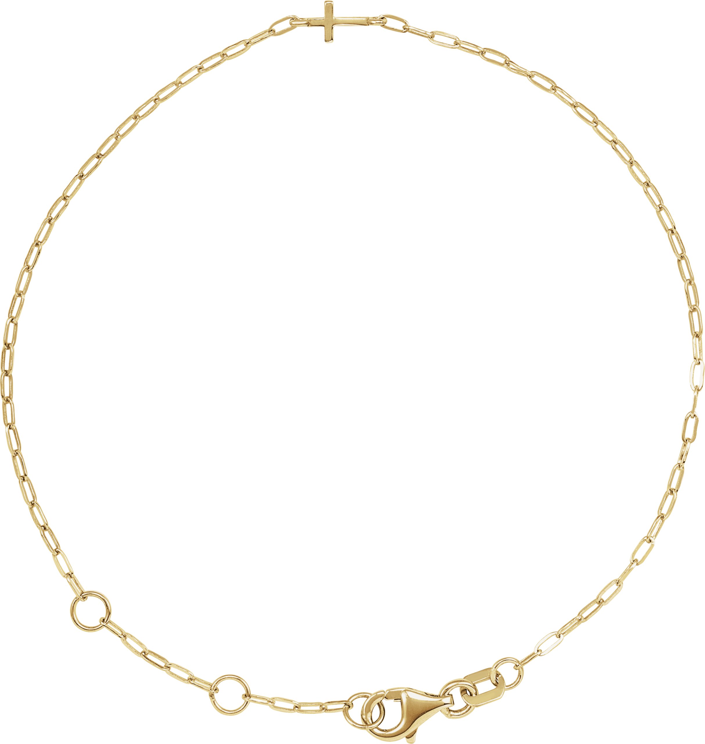 14K Yellow Sideways Cross Paperclip-Style Chain 6 1/2-7 1/2 Bracelet