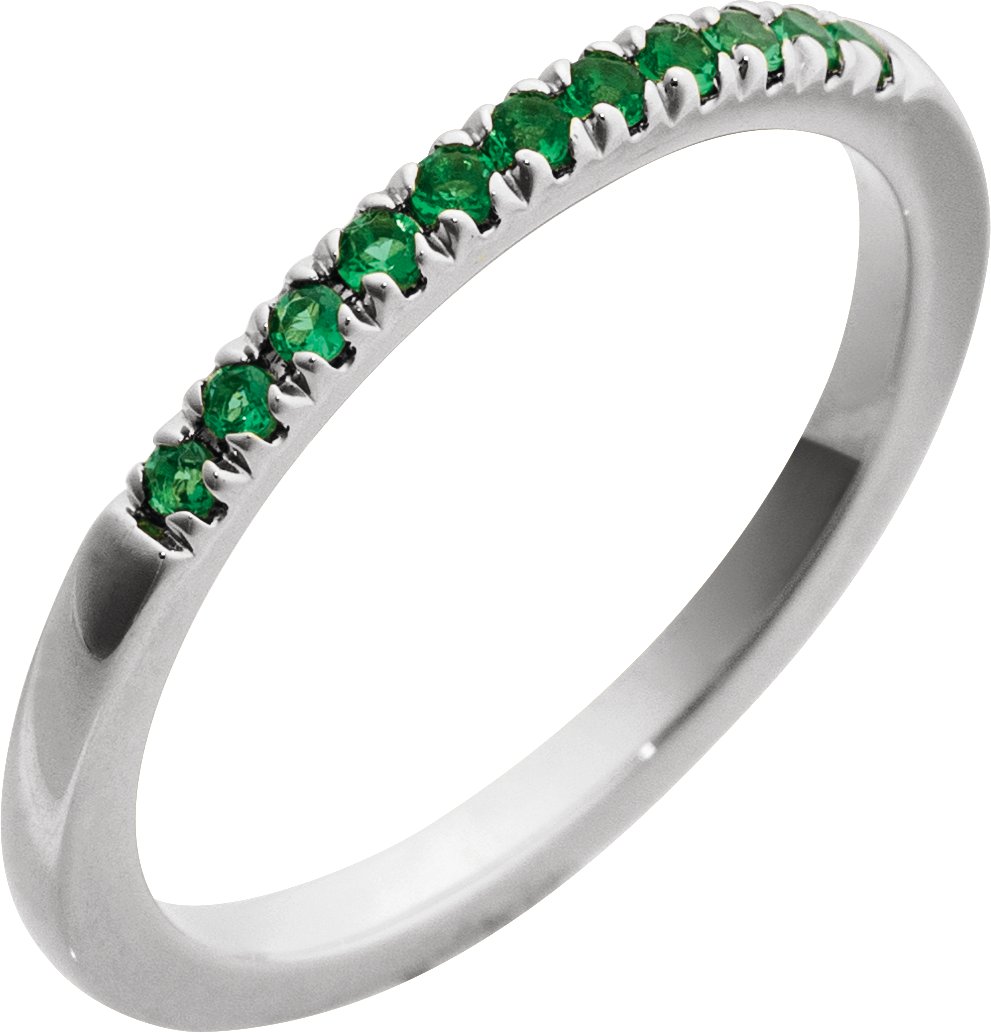 14K White Lab-Grown Emerald Ring